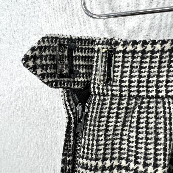 VINTAGE 70s SAINT LAURENT Wool Houndstooth Plaid Pencil Skirt XS Black White - Picture 10 of 16